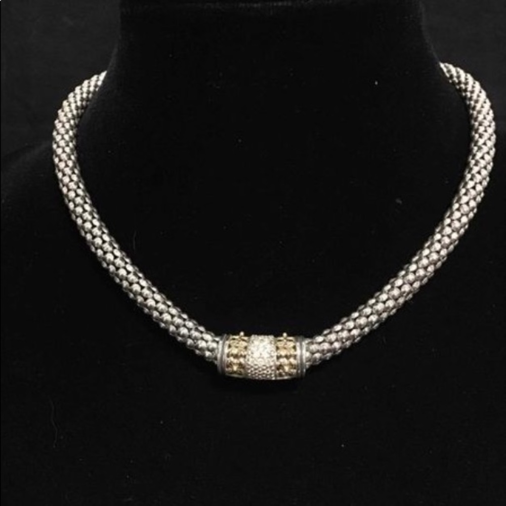 ⭐️Gabrielle Bruni⭐️ Sterling Silver, 14K and White Diamond Accent Necklace